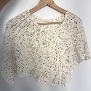 Poncho style Crochet off white cover up/top